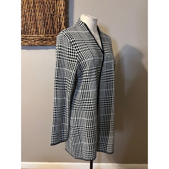 Kasper Womens Cardigan Sweater Jacket XL Extra Large Black White Check $118 - Picture 4 of 9
